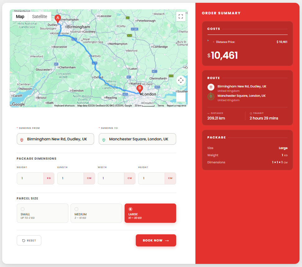 Shipping calculator