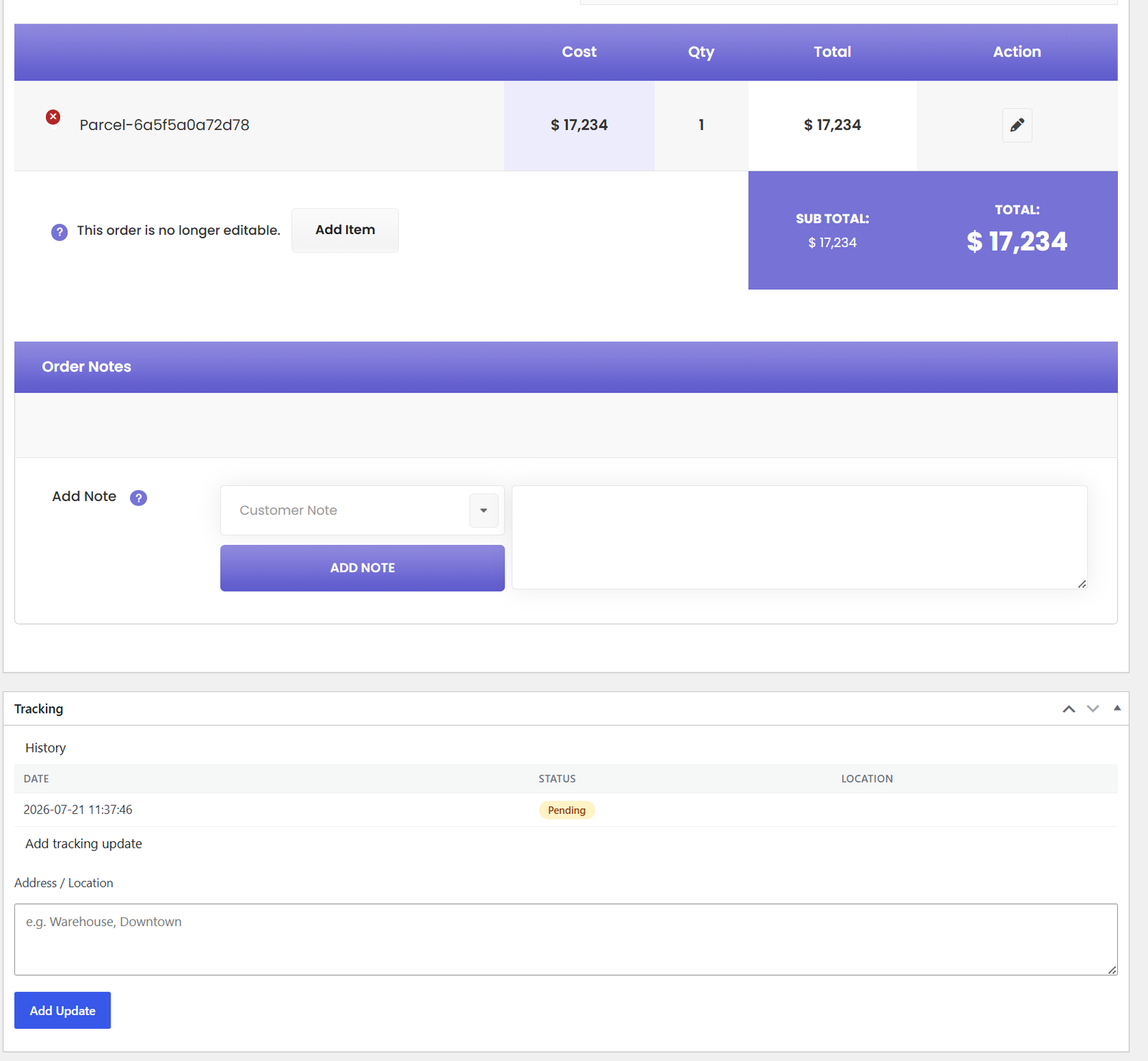 Tracking timeline