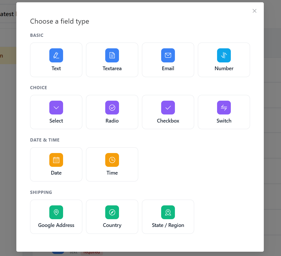 Grouped field types